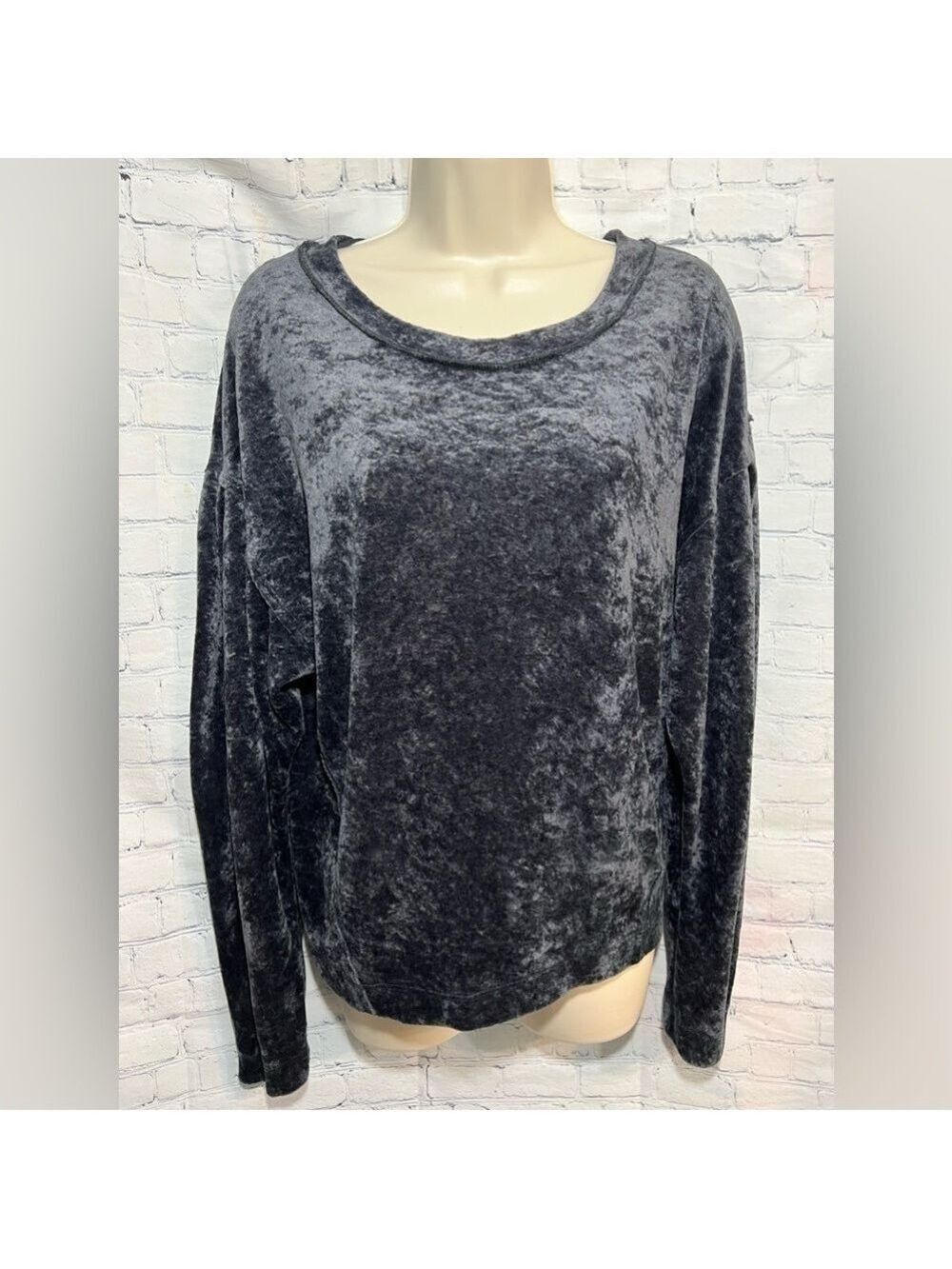 WE the Free Milan Layering Crushed Velvet Top Gray Size XS